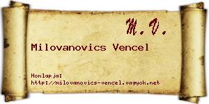 Milovanovics Vencel névjegykártya